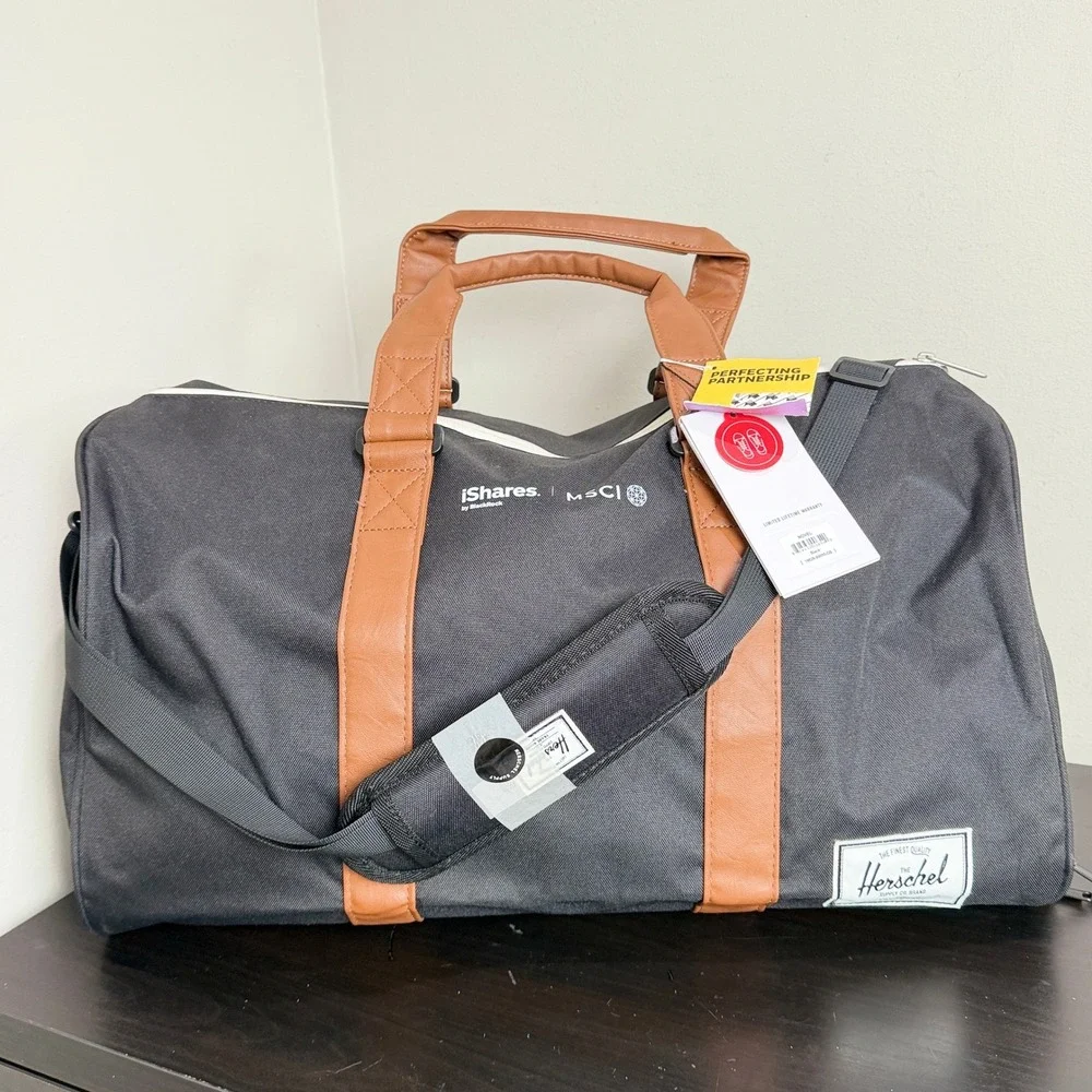 Herschel Supply Co Novel Duffel Bag Black iShares MSCI Corporate Logo NWT